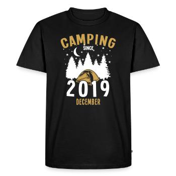 Birthday: Camping since December 2019 Zelten - Men's Premium Organic T-Shirt - black - Front - Nico (187cm)