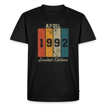 Date de naissance: Avril 1992 - Edition Limitée Rétro - T-shirt Premium bio Homme - noir - Devant - Nico (187cm)