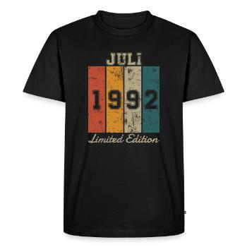 Date de naissance: Juillet 1992 - Edition Limitée Rétro - T-shirt Premium bio Homme - noir - Devant - Nico (187cm)
