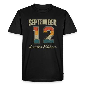 Date de naissance : Septembre 2012 - Limited Edition Retro - T-shirt Premium bio Homme - noir - Devant - Nico (187cm)