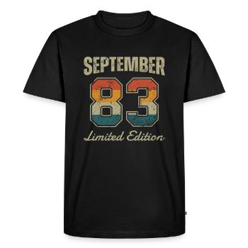 Geburtstag: September 1983 - Limited Edition Retro - Männer Premium Bio T-Shirt - Schwarz - Vorne - Nico (187cm)