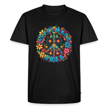 Flower Power Hippie Birthday - September 2016 - Men's Premium Organic T-Shirt - black - Front - Nico (187cm)