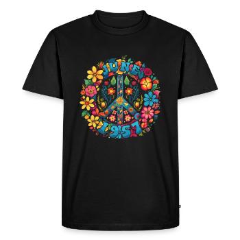 Flower Power Hippie Birthday - Juin 1957 - T-shirt Premium bio Homme - noir - Devant - Nico (187cm)
