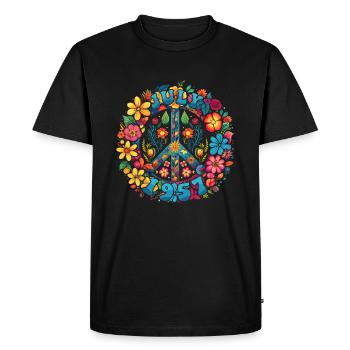 Flower Power Hippie Birthday - Juillet 1957 - T-shirt Premium bio Homme - noir - Devant - Nico (187cm)