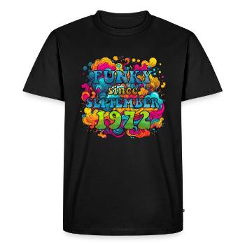 Funky Birthday: Septembre 1972 - Psychadelic - T-shirt Premium bio Homme - noir - Devant - Nico (187cm)