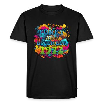 Funky Birthday: Décembre 1972 - Psychadelic - T-shirt Premium bio Homme - noir - Devant - Nico (187cm)