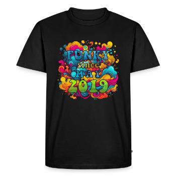 Funky Anniversaire: Mai 2019 - Psychadelic - T-shirt Premium bio Homme - noir - Devant - Nico (187cm)
