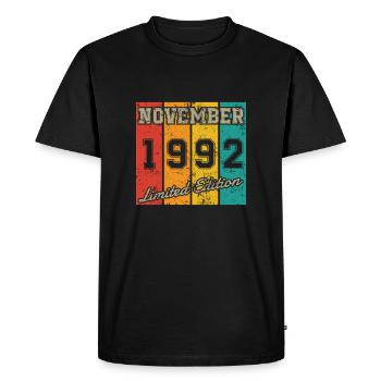 Date de naissance : Novembre 1992 - Édition limitée Retro - T-shirt Premium bio Homme - noir - Devant - Nico (187cm)