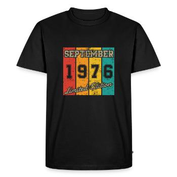 Date de naissance : Septembre 1976 - Édition limitée Retro - T-shirt Premium bio Homme - noir - Devant - Nico (187cm)