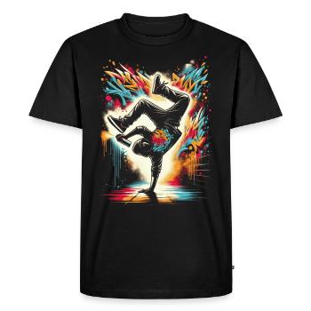 Breakdance Graffiti - T-shirt Premium bio Homme - noir - Devant - Nico (187cm)