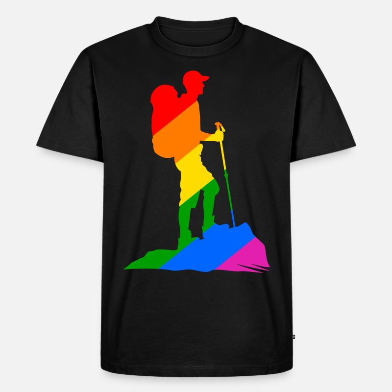 Bunter Wanderer - Wandern - Männer Premium Bio T-Shirt - Schwarz