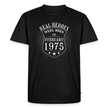 Real Heroes sont nés en février 1975 Anniversaire - T-shirt Premium bio Homme - noir - Devant - Nico (187cm)