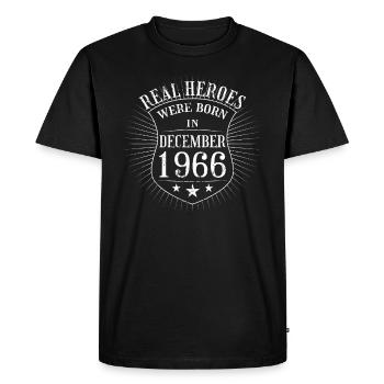 Real Heroes sont nés en décembre 1966 Anniversaire - T-shirt Premium bio Homme - noir - Devant - Nico (187cm)