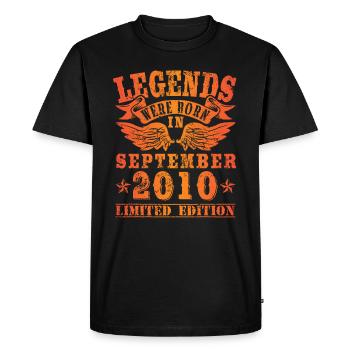 Legends sont nés en Septembre 2010 Anniversaire - T-shirt Premium bio Homme - noir - Devant - Nico (187cm)