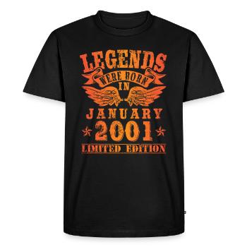 Les légendes sont nées en janvier 2001 - T-shirt Premium bio Homme - noir - Devant - Nico (187cm)
