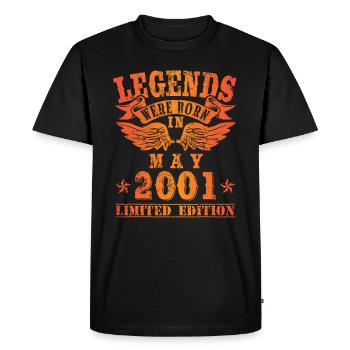 Les légendes sont nées en mai 2001 - T-shirt Premium bio Homme - noir - Devant - Nico (187cm)