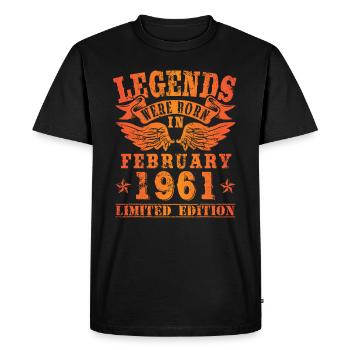 Les légendes sont nées en février 1961 - T-shirt Premium bio Homme - noir - Devant - Nico (187cm)