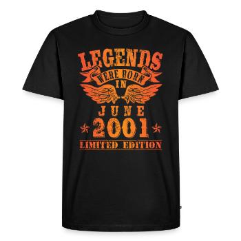 Les légendes sont nées le jour de l'anniversaire de juin 2001 - T-shirt Premium bio Homme - noir - Devant - Nico (187cm)