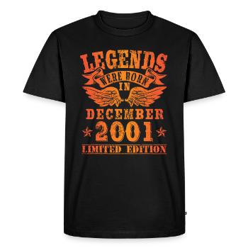 Les légendes sont nées le jour de l'anniversaire de décembre 2001 - T-shirt Premium bio Homme - noir - Devant - Nico (187cm)