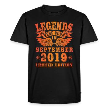 Les légendes sont nées en Septembre 2019 Anniversaire - T-shirt Premium bio Homme - noir - Devant - Nico (187cm)