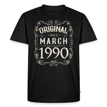 Millésime - Original depuis mars 1990 Anniversaire - T-shirt Premium bio Homme - noir - Devant - Nico (187cm)