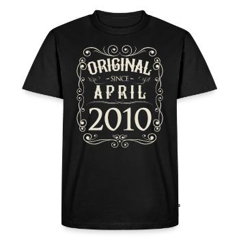 Millésime - Original depuis avril 2010 Anniversaire - T-shirt Premium bio Homme - noir - Devant - Nico (187cm)