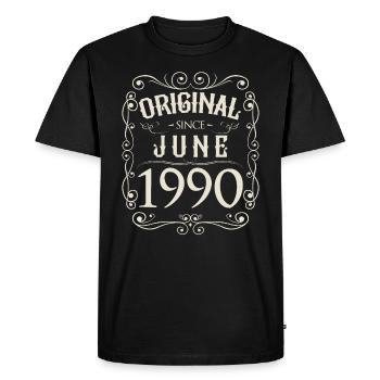 Vintage - Original depuis juin 1990 Anniversaire - T-shirt Premium bio Homme - noir - Devant - Nico (187cm)