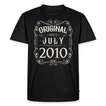 Millésime - Original depuis juillet 2010 Anniversaire - T-shirt Premium bio Homme - noir - Devant - Nico (187cm)