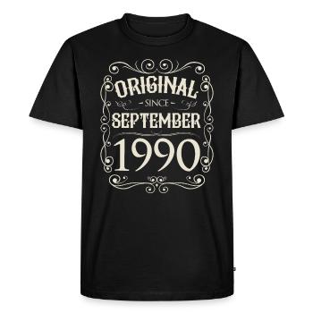 Millésime - Original depuis septembre 1990 Anniversaire - T-shirt Premium bio Homme - noir - Devant - Nico (187cm)