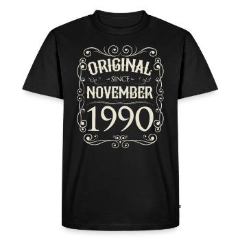 Vintage - Original depuis novembre 1990 Anniversaire - T-shirt Premium bio Homme - noir - Devant - Nico (187cm)