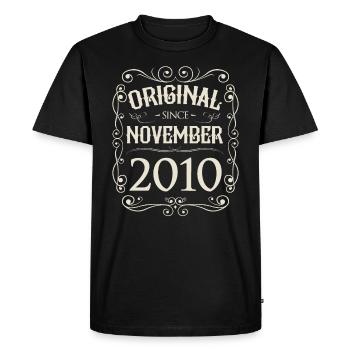 Millésime - Original depuis novembre 2010 Anniversaire - T-shirt Premium bio Homme - noir - Devant - Nico (187cm)