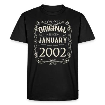 Millésime - Original depuis janvier 2002 Anniversaire - T-shirt Premium bio Homme - noir - Devant - Nico (187cm)