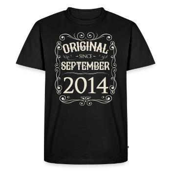 Vintage - Original depuis l'anniversaire de septembre 2014 - T-shirt Premium bio Homme - noir - Devant - Nico (187cm)