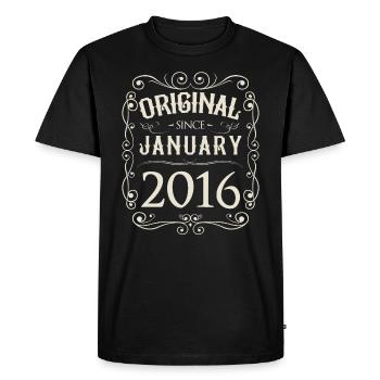 Millésime - Original depuis janvier 2016 Anniversaire - T-shirt Premium bio Homme - noir - Devant - Nico (187cm)