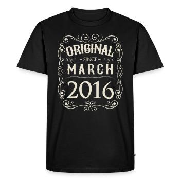 Millésime - Original depuis mars 2016 Anniversaire - T-shirt Premium bio Homme - noir - Devant - Nico (187cm)