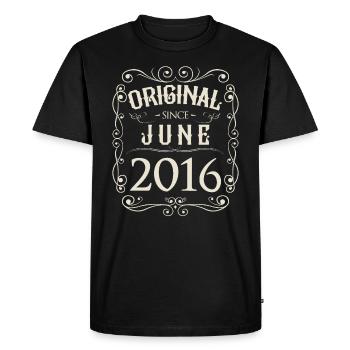Millésime - Original depuis juin 2016 Anniversaire - T-shirt Premium bio Homme - noir - Devant - Nico (187cm)