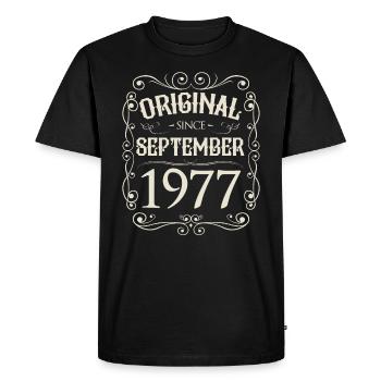 Vintage - Original depuis l'anniversaire de septembre 1977 - T-shirt Premium bio Homme - noir - Devant - Nico (187cm)