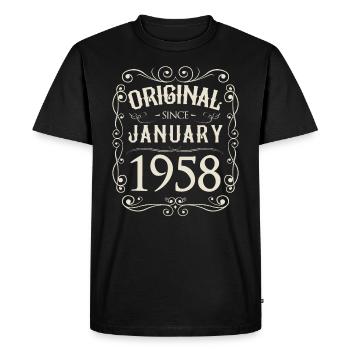 Vintage - Original depuis l'anniversaire de janvier 1958 - T-shirt Premium bio Homme - noir - Devant - Nico (187cm)