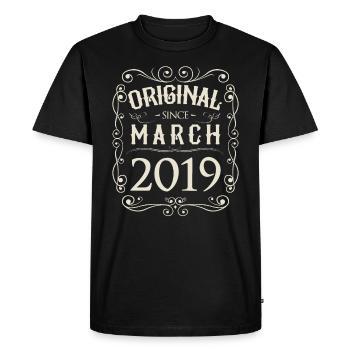 Vintage - Original since March 2019 Birthday - Men's Premium Organic T-Shirt - black - Front - Nico (187cm)