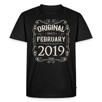 Vintage - Original since February 2019 Birthday - Men's Premium Organic T-Shirt - black - Front - Nico (187cm)