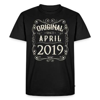 Vintage - Original since April 2019 Birthday - Men's Premium Organic T-Shirt - black - Front - Nico (187cm)