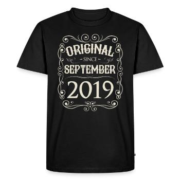 Vintage - Original since September 2019 Birthday - Men's Premium Organic T-Shirt - black - Front - Nico (187cm)