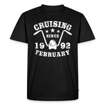 Cruising Biker Anniversaire Février 1992 Moto - T-shirt Premium bio Homme - noir - Devant - Nico (187cm)