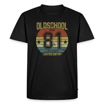 Janvier 1981 - Anniversaire en janvier Oldschool - T-shirt Premium bio Homme - noir - Devant - Nico (187cm)