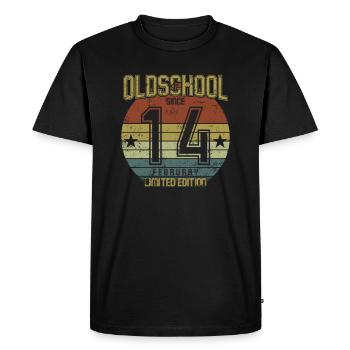 February 2014 - Birthday in February Oldschool - Men's Premium Organic T-Shirt - black - Front - Nico (187cm)