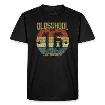 February 2016 - Birthday in February Oldschool - Men's Premium Organic T-Shirt - black - Front - Nico (187cm)
