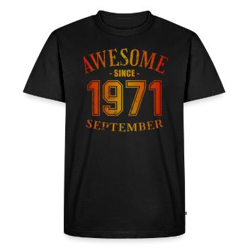 Septembre 1971 - Anniversaire de septembre - T-shirt Premium bio Homme - noir - Devant - Nico (187cm)