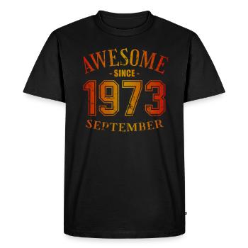Septembre 1973 - Anniversaire de septembre - T-shirt Premium bio Homme - noir - Devant - Nico (187cm)
