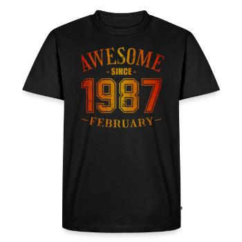 Février 1987 - Anniversaire en février Génial - T-shirt Premium bio Homme - noir - Devant - Nico (187cm)