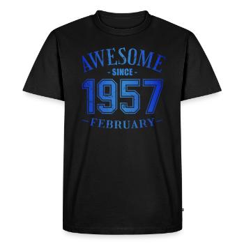 Février 1957 - Anniversaire en février Génial - T-shirt Premium bio Homme - noir - Devant - Nico (187cm)